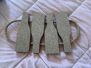 Bottle Shape Natural Cork Hot Pads/Trivets - Straw Handles - Picture 1 of 2