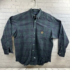 Polo Ralph Lauren uomo XL blu e verde a quadri con bottoni polo crest - Foto 1 di 10