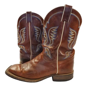 JUSTIN Boots Mens Size 10 Brown Leather Western Cowboy Rodeo Square Toe Work 364 - Picture 1 of 14