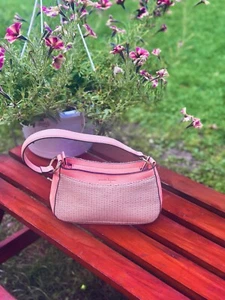 Nanette Lepore Women’s Coral Straw Purse w/Shoulder Handle Vegan Leather NWOT - Picture 1 of 15