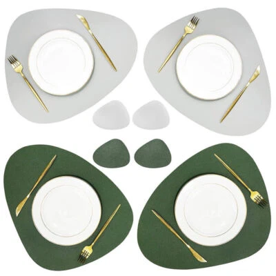 Set of 8 Leather Placemats and Coasters Dining Table Place Mat Heat-Resistant - Image 1 of 4