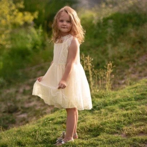 Flower Girl Dress Bridesmaid Cream Birthday Recital Pageant Easter Photo Dress - Picture 1 of 1