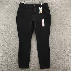 Time And True Skinny Jeans Womens 16 (actual 36x30) Black High Rise Zip Fly NEW - Picture 1 of 21