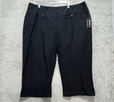 Pantalones Bobby J Mujer 24 Negros Plus Recortados Capri Pull On Chino Recto Pierna Ancha Foto 1 de 4