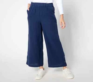 Pantalones Cortos Joan Rivers Malvavisco Gasa-Azul Marino-Pequeño 1X-NUEVO-A645469 - Imagen 1 de 2