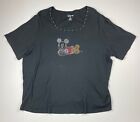 Disney Mickey Mouse T-Shirt Women's 2XL Sequined Red/Silver/Gold Logo+Neckline