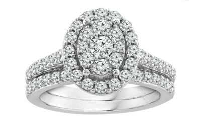 You + I 10KT Gold 1 1/4 Lab Grown Diamonds Oval Wedding Bridal Ring Set - Image 1 of 4