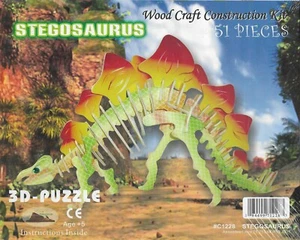Stegosauro Dinosauro Legno 3D Multicolore Kit 51pz di Puzzled Spedizione Rapida Gratuita - Foto 1 di 1