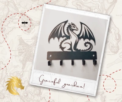 Graceful Dragon Key Holder – Fantasy Wall Hook| Made in USA by The Metal Peddler - Image 1 of 4