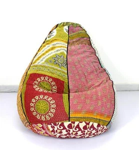 Handmade Embroidered Cotton Kantha Hippie Bohemian Bean Bag Kids Furniture - Picture 1 of 4