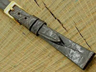 Correa de reloj Stylecraft vintage NOS 12 mm marrón cocodrilo con hebilla tono dorado sin usar Foto 1 de 4