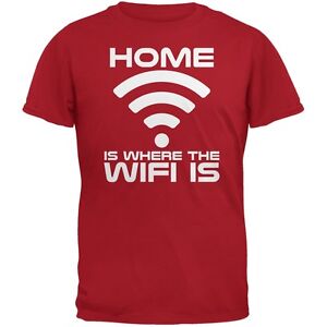 Home Is Where The Wifi Is Red Adult T-Shirt