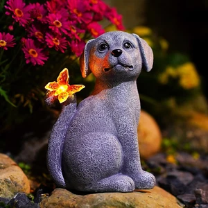 Solar Dog Outdoor Statues for Garden: outside Decor with Butterfly Clearance for - Picture 1 of 12
