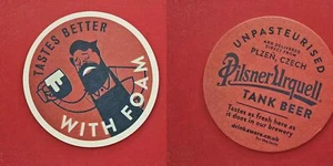 Pilsner Urquell Tank Beer With Foam Brauerei Bierdeckel Coaster Beermat - Picture 1 of 1