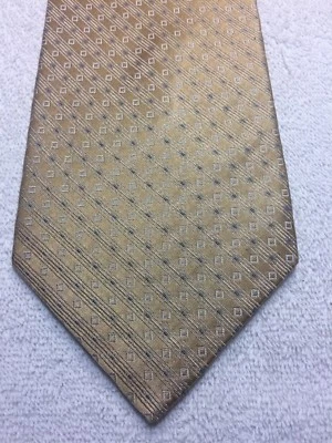 Gravata masculina Calvin Klein dourada com cinza e branco 4 x 59 - Imagem 1 de 4