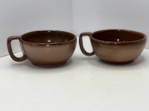 Vintage Frankoma Plainsman Brown Satin Rutile 45C Handled Soup or Coffee Mugs - Picture 1 of 8