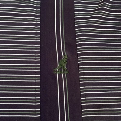 Camisa de manga larga de algodón premium a rayas Kangol verde marrón crema para hombre 2XL Foto 1 de 4