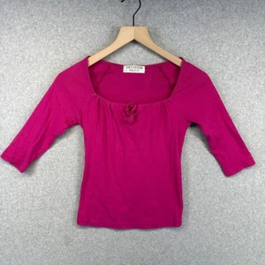 Vintage Juicy Couture Blouse Top Womens Size Small Pink Square Neck 3/4 Sleeve   - Picture 1 of 8
