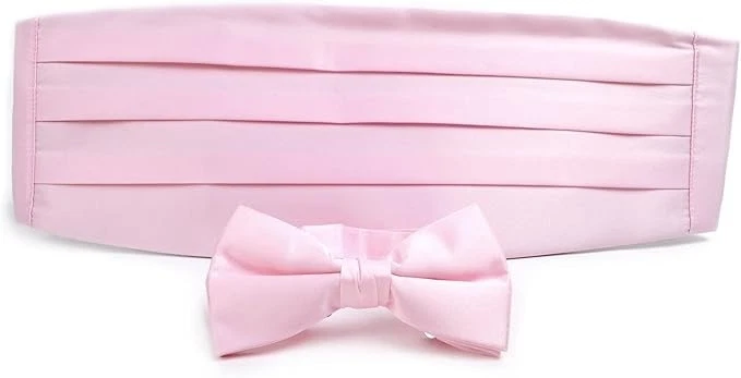 Juegos de pajarita y faja de poli satén liso para adultos Foto 1 de 1