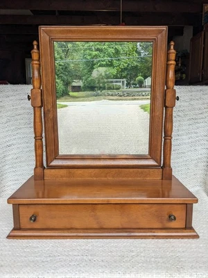 Espejo de afeitar vintage Baumritter Ethan Allen de arce tocador Cheval Foto 1 de 4