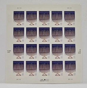 U.S. Hanukkah 44 Cent MNH Sheet Of 20 Stamps - Picture 1 of 2
