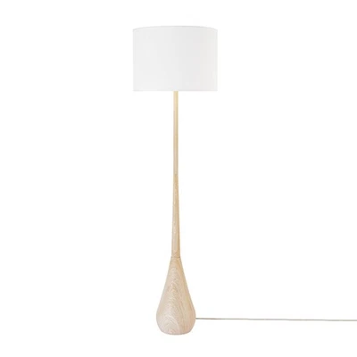 Electric 52112 65" Floor Lamp, Faux Wood Finish, White Cotton Shade, Japandi ... - Image 1 of 4