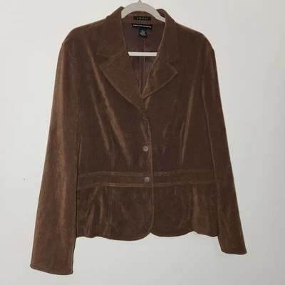 Vintage Norton McNaughton Brown Soft Blazer Jacket Womens Size 16 Y2K 90s Coat - Image 1 of 4