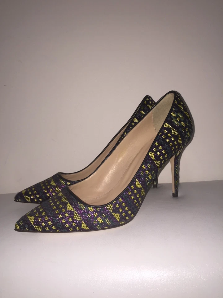 Zapatos de tacón de tela J Crew Elsie $268 10.5 c1036 retro limón Foto 1 de 4