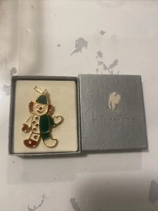 Vintage marked Wallace Silversmith enameled goldtone metal ginger bread pendant - Picture 1 of 3
