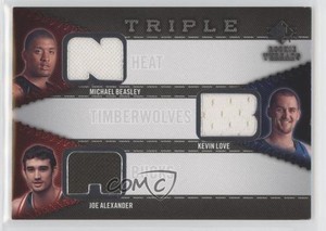 2008-09 SP Threads Triple Michael Beasley Joe Alexander Kevin Love Rookie RC
