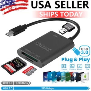 🔥USB3.0 Type- C to SD Card Reader Writer OTG Adapter Micro Memory Card Reader🔥 - Picture 1 of 10