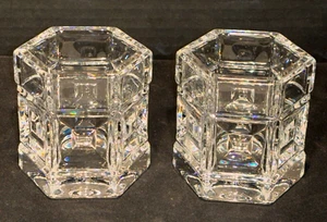Pair Rosenthal Domus Votive Candle Holders 24% Lead Crystal Hexagon - 3¼" Tall - Picture 1 of 6