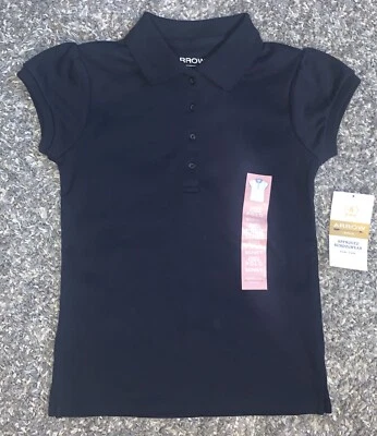 NUEVO〰️ Camiseta Uniforme Escolar Cuello Azul Marino Flecha Niñas -talla 6-7 Foto 1 de 4