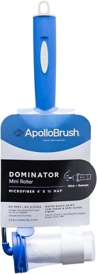 Mini rodillo de siesta de microfibra Apollo Brush Dominator Series de 3/16 pulgadas con marco y Foto 1 de 4