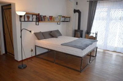 Modernes industrie doppel Metallbett Kolumb 120x200 inkl. Lattenrost, Loft - Bild 1 von 4