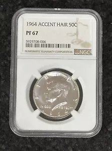 1964 KENNEDY Silver Half Dollar NGC PF 67 Accent Hair - Picture 1 of 1