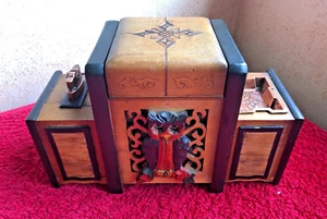 Vintage Japanese Wooden Owl Cigarette Holder And Working Music Box 1940's - 50's - Picture 1 of 6