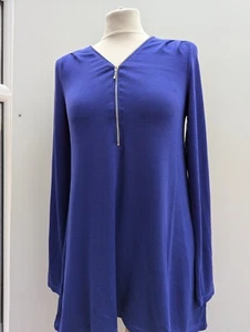 Phase Eight Khloe Cobalt Blue Long Sleeve Zip Front Top Size 8 New with tags - Picture 1 of 4