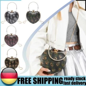 Acrylic Heart Shape Skull Clutch Bag Removable Chain Strap Chic Hobo Bag - Bild 1 von 22
