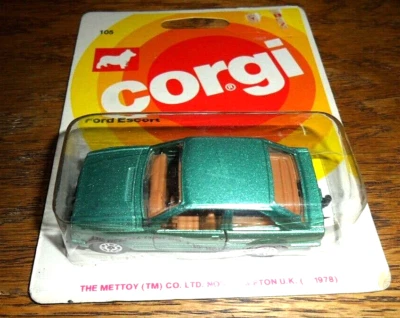 1978 CORGI METTOY FORD ESCORT METALLIC GREEN in BLISTER PACK & PROTECTO - Image 1 of 3