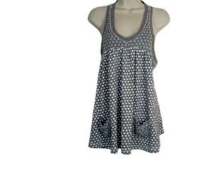 PINK Victoria's Secret Womens Swing Tank Top Gray Peace Signs Hearts Pockets S - Picture 1 of 4