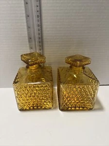 Indiana Glass 1968 Mount Vernon diamond Point Amber  2 Decanters - Picture 1 of 8