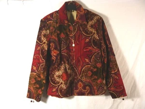 St John Sport Damen Cranberry Paisley Velour Jacke Neu ohne Etikett Gr. M #2 - Bild 1 von 8