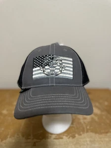 Solid Hunting Gear Black Ovis Outdoor Cap OS SnapBack Black Gray Flag Hat NWT - Picture 1 of 7
