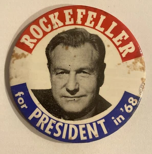 Pin trasero político vintage de 3,5 pulgadas ~ Nelson Rockefeller para presidente 1968 - Imagen 1 de 2