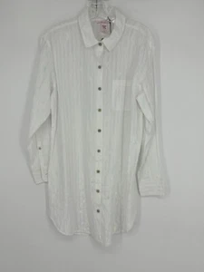 NWT Victoria's Secret White Iridescent Button Up Nightshirt Women's Size Medium - Picture 1 of 10