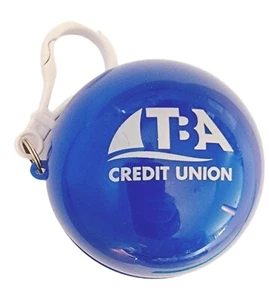 TBA Credit Union Rain Poncho Ball Container Clip Keychain Logo Plastic Keyring - Picture 1 of 6