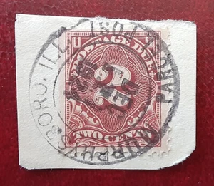 US 1917 2c Postage Due Scott J62b On Piece SOTN MURPHYSBORO ILL PARCEL 3930-1 - Picture 1 of 2