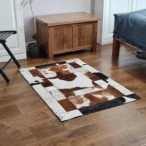 Handgefertigter Patchwork Kuhfell Teppich, 100% Echtleder, Echthaar-auf Kuhfellfell - Bild 1 von 5