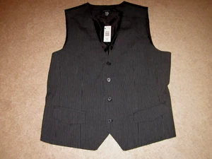 Men's Structure Vest Black Pinstriped 4 button Original Kmart Tag Size XL - Picture 1 of 5